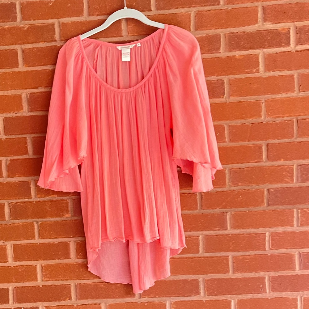Sundance Gauze Cotton High Low Tunic in Coral Size M